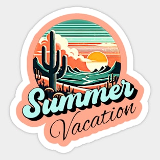 Summer vacation, sunset retro and cactus design for bright colors Sticker